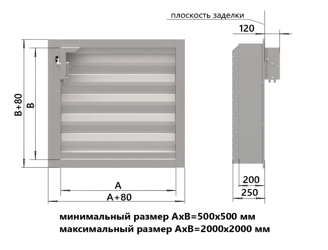 TRAPĂ DE EVACUARE A FUMULUI CU OBLON PENTRU MONTAREA PE PERETE  L-W-03