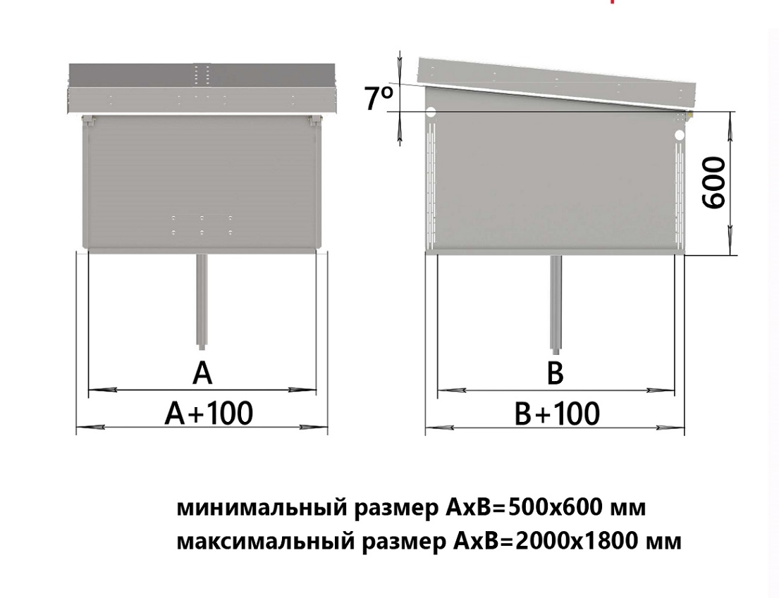 TRAPĂ DE EVACUARE A FUMULUI PENTRU ACOPERIȘ CU O SINGURĂ DESCHIDERE  L-K-01